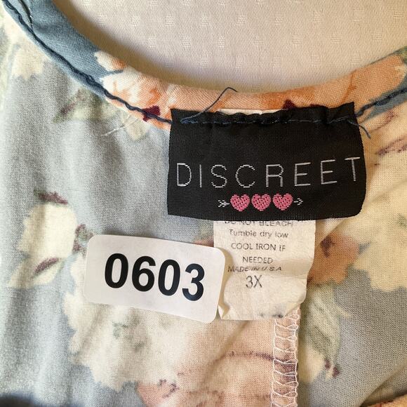 Discreet Women Maxi Dress 3X Blue Floral Shift Short Sleeve Cold Shoulder - Picture 2 of 10